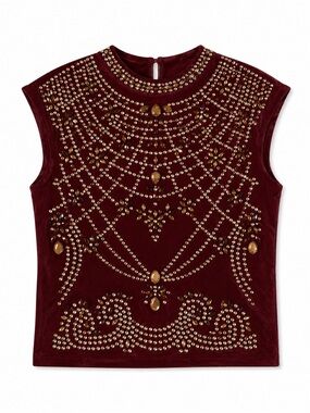 BANJUL BURGUNDY EMBELLISHED TOP